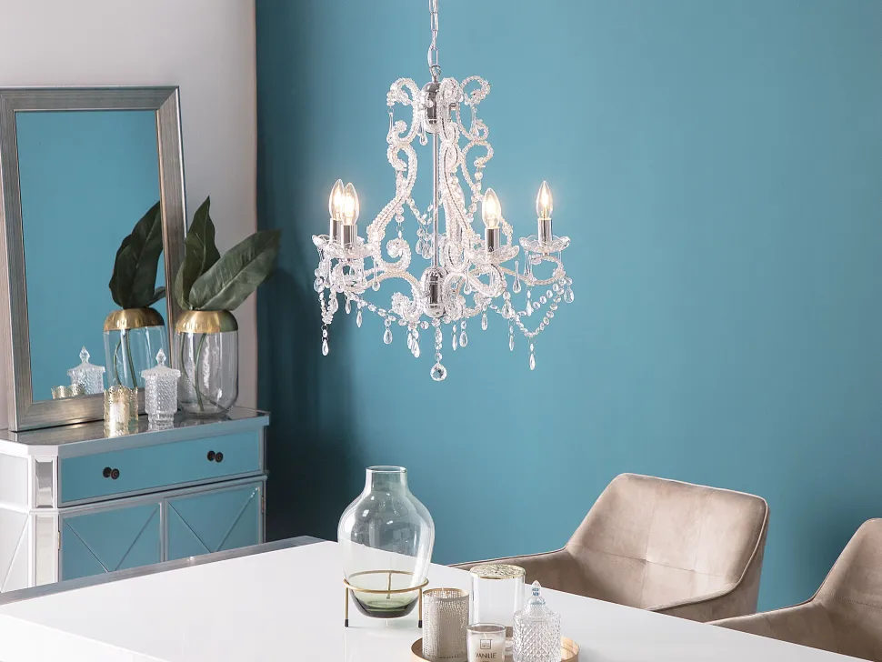 Lustre Prateado Com Vidro Acrilico Transparente Ascar