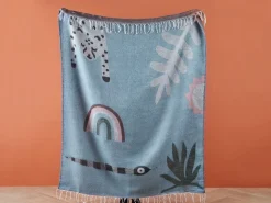 Manta Decorativa Azul 130 X 170 Cm Limgha