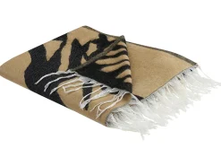 Manta Decorativa Creme E Preta 130 X 170 Cm Kudiya
