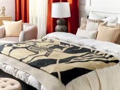 Manta Decorativa Creme E Preta 130 X 170 Cm Kudiya