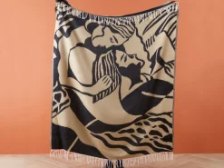 Manta Decorativa Creme E Preta 130 X 170 Cm Kudiya