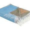 Manta Decorativa Creme E Azul 130 X 170 Cm Hakui