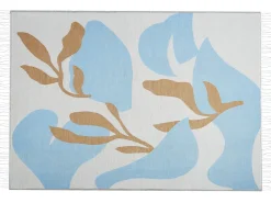 Manta Decorativa Creme E Azul 130 X 170 Cm Hakui