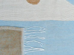 Manta Decorativa Creme E Azul 130 X 170 Cm Hakui