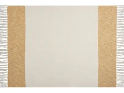 Manta Decorativa Em Algodao E Acrilico Creme E Laranja 130 X 170 Cm Salme