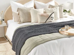 Manta Decorativa Em Algodao Cinzento Escuro 140 X 170 Cm Fethiye