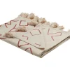 Manta Decorativa Em Algodao Creme E Vermelho 130 X 180 Cm Bhiwani