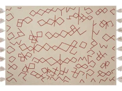 Manta Decorativa Em Algodao Creme E Vermelho 130 X 180 Cm Bhiwani