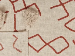 Manta Decorativa Em Algodao Creme E Vermelho 130 X 180 Cm Bhiwani