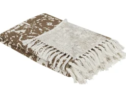 Manta Decorativa Em Algodao Castanho E Creme 130 X 180 Cm Pazaryeri
