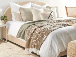 Manta Decorativa Em Algodao Castanho E Creme 130 X 180 Cm Pazaryeri