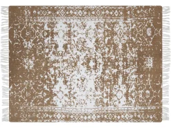 Manta Decorativa Em Algodao Castanho E Creme 130 X 180 Cm Pazaryeri