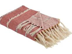 Manta Decorativa Em Algodao E Acrilico Vermelho E Amarelo 130 X 170 Cm Naikhu