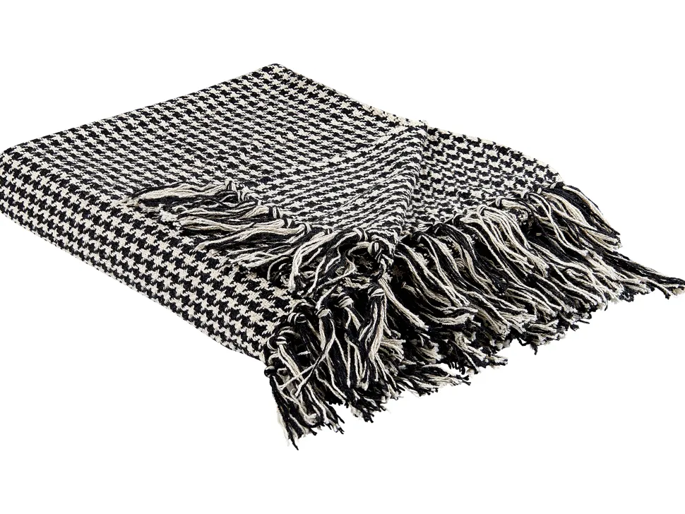 Manta Decorativa Em Algodao Preto E Branco 125 X 150 Cm Damek