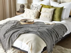 Manta Decorativa Em Algodao Preto E Branco 125 X 150 Cm Damek