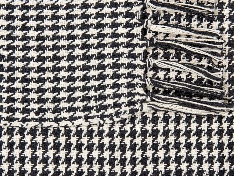 Manta Decorativa Em Algodao Preto E Branco 125 X 150 Cm Damek