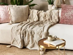 Manta Decorativa Em Algodao Creme 130 X 180 Cm Guna