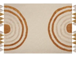 Manta Decorativa Em Algodao Creme E Laranja 130 X 180 Cm Mathura