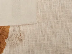 Manta Decorativa Em Algodao Creme E Laranja 130 X 180 Cm Mathura