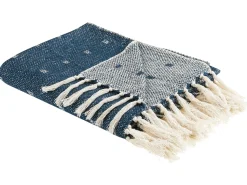 Manta Decorativa Em Algodao E Acrilico Azul Escuro 130 X 170 Cm Taari