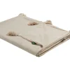 Manta Decorativa Em Algodao Creme E Castanho 130 X 180 Cm Deoghar