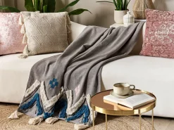 Manta Decorativa Em Algodao Cinzento 130 X 180 Cm Kottayam