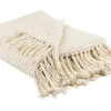 Manta Decorativa Em Algodao Creme 125 X 150 Cm Malu