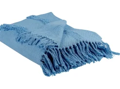 Manta Decorativa Em Algodao Azul Claro 125 X 150 Cm Khari