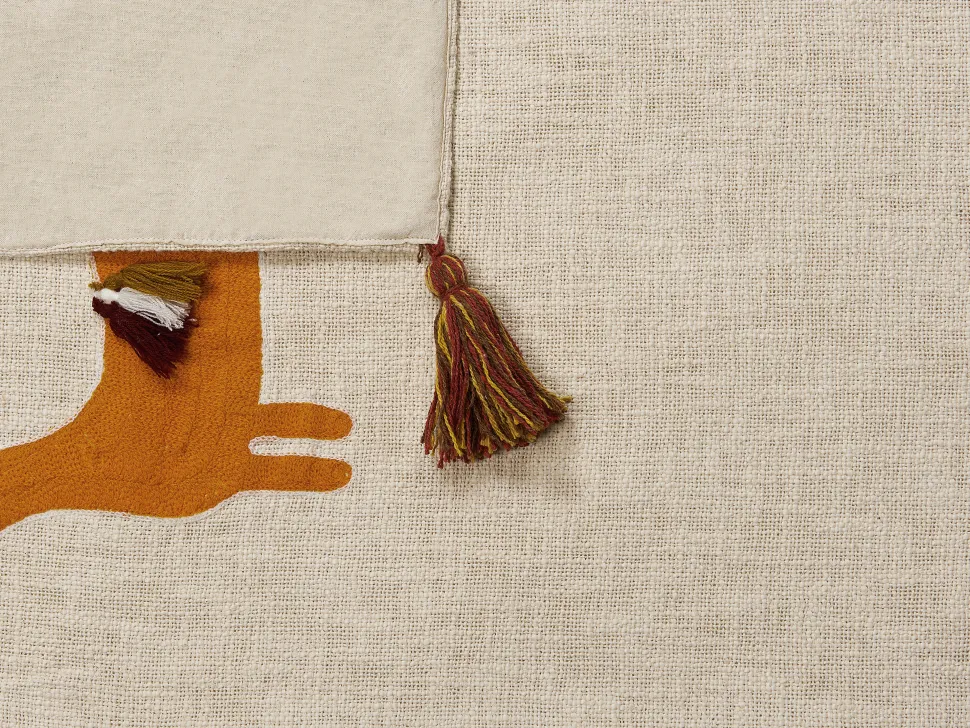 Manta Decorativa Em Algodao Creme E Laranja 130 X 180 Cm Khandwa