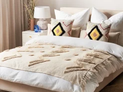 Manta Decorativa Em Algodao Creme 130 X 180 Cm Fatehpur