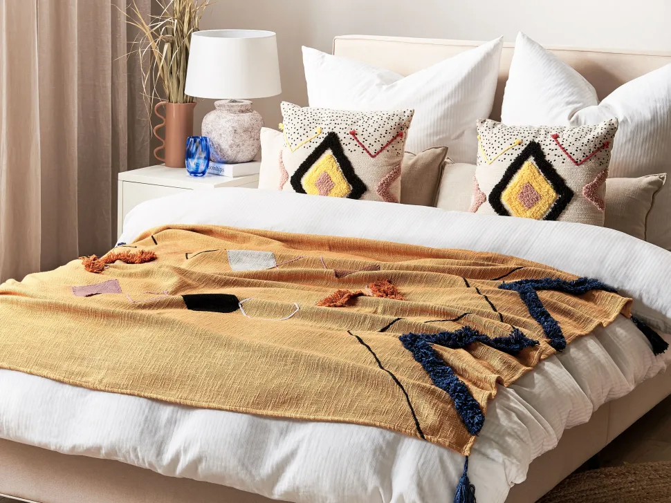 Manta Decorativa Em Algodao Laranja 130 X 180 Cm Shimla