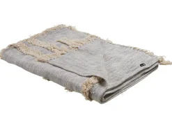 Manta Decorativa Em Algodao Creme E Cinzento 130 X 180 Cm Hospet