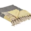 Manta Decorativa Em Algodao Cinzento E Amarelo 125 X 150 Cm Lapu