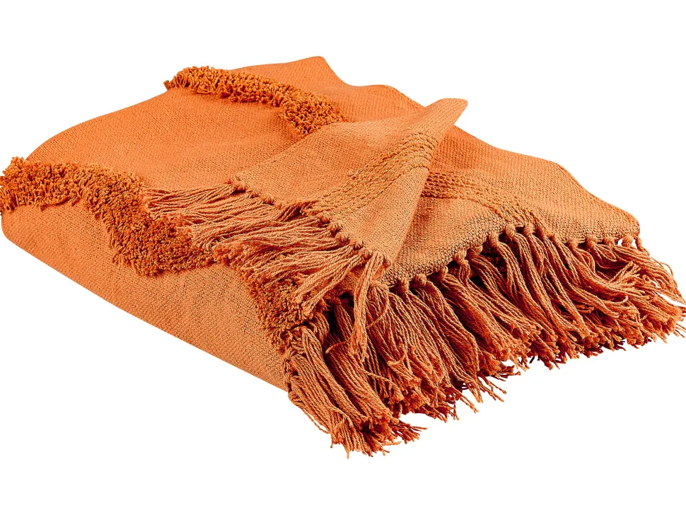 Manta Decorativa Em Algodao Laranja 125 X 150 Cm Khari