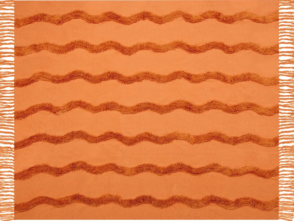 Manta Decorativa Em Algodao Laranja 125 X 150 Cm Khari