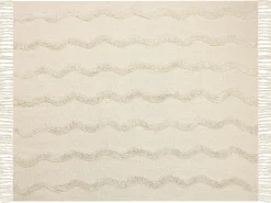 Manta Decorativa Em Algodao Creme 125 X 150 Cm Khari