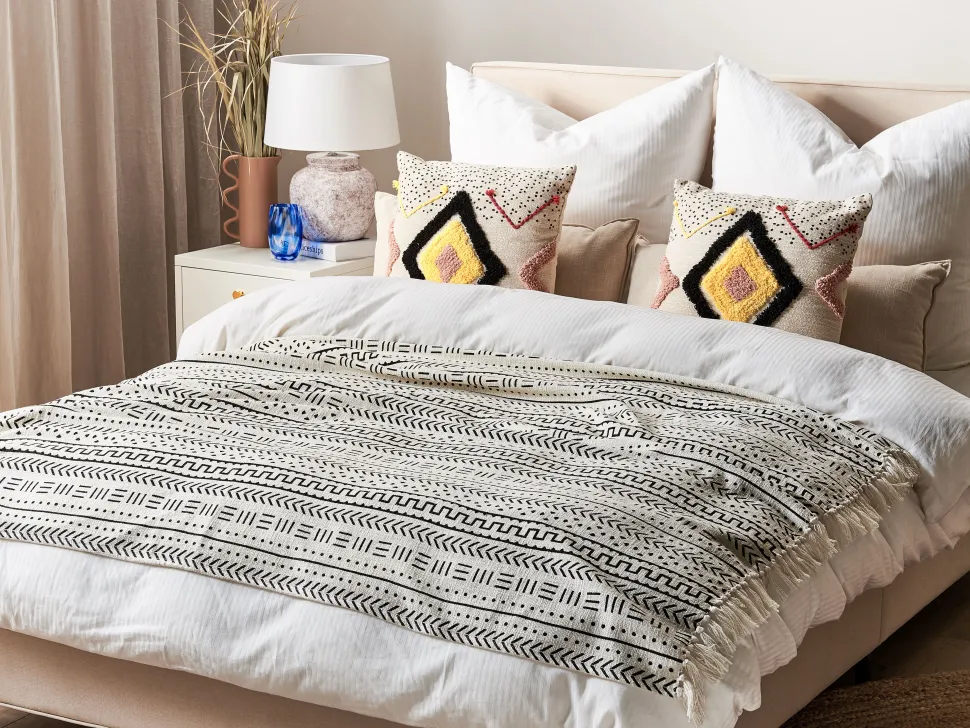 Manta Decorativa Em Algodao Preto E Branco 130 X 180 Cm Panvel