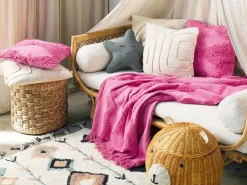 Manta Decorativa Em Algodao Rosa 125 X 150 Cm Khari