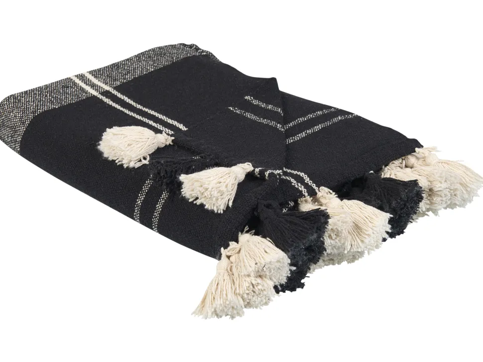 Manta Decorativa Em Algodao Preto 130 X 170 Cm Kulac