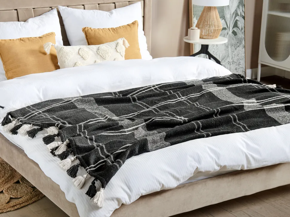 Manta Decorativa Em Algodao Preto 130 X 170 Cm Kulac