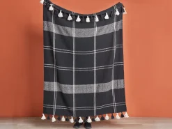 Manta Decorativa Em Algodao Preto 130 X 170 Cm Kulac