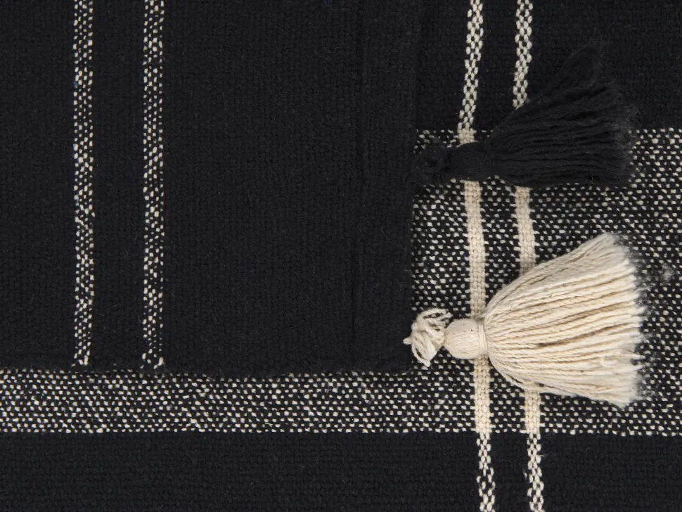 Manta Decorativa Em Algodao Preto 130 X 170 Cm Kulac