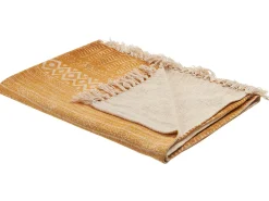 Manta Decorativa Em Algodao Amarelo E Creme 130 X 180 Cm Firozabad