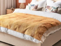 Manta Decorativa Em Algodao Amarelo E Creme 130 X 180 Cm Firozabad