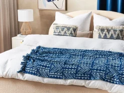 Manta Decorativa Em Algodao Azul Marinho 130 X 180 Cm Shivpuri