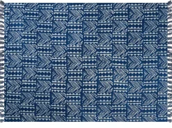 Manta Decorativa Em Algodao Azul Marinho 130 X 180 Cm Shivpuri