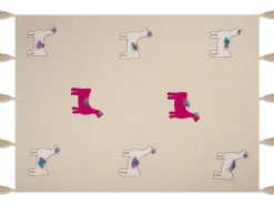 Manta Decorativa Em Algodao Creme E Rosa 130 X 180 Cm Nandyal