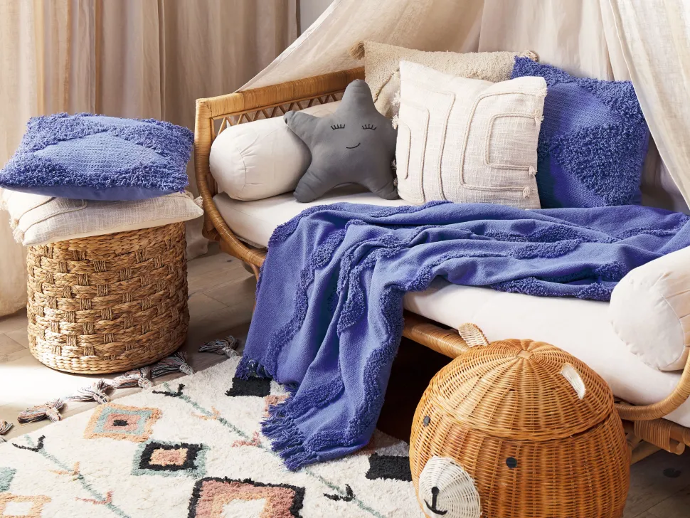 Manta Decorativa Em Algodao Roxo 125 X 150 Cm Khari