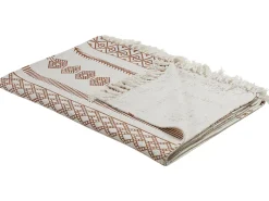 Manta Decorativa Em Algodao Creme E Castanho 130 X 180 Cm Jorhat