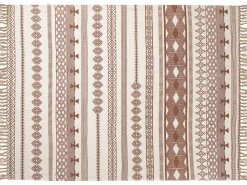 Manta Decorativa Em Algodao Creme E Castanho 130 X 180 Cm Jorhat